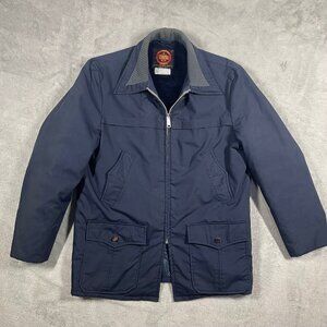 Vintage Campus All Weather Quilted Fleece‎ Lined Jacket L/XL size 44 Blue USA